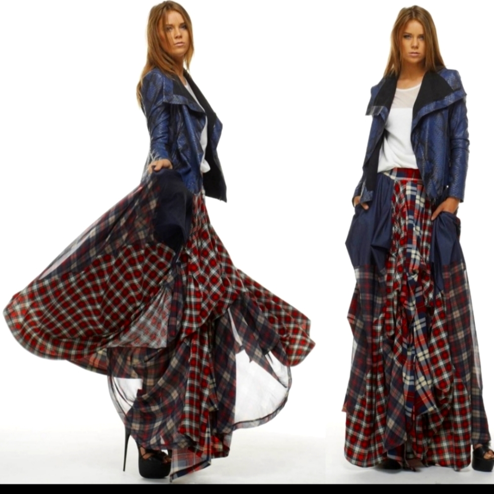 PLAID MAXI SKIRT RED 1 Left